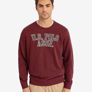 U.S. Polo Assn. NEW Men's French Terry Logo Applique Sweatshirt Burgundy Large